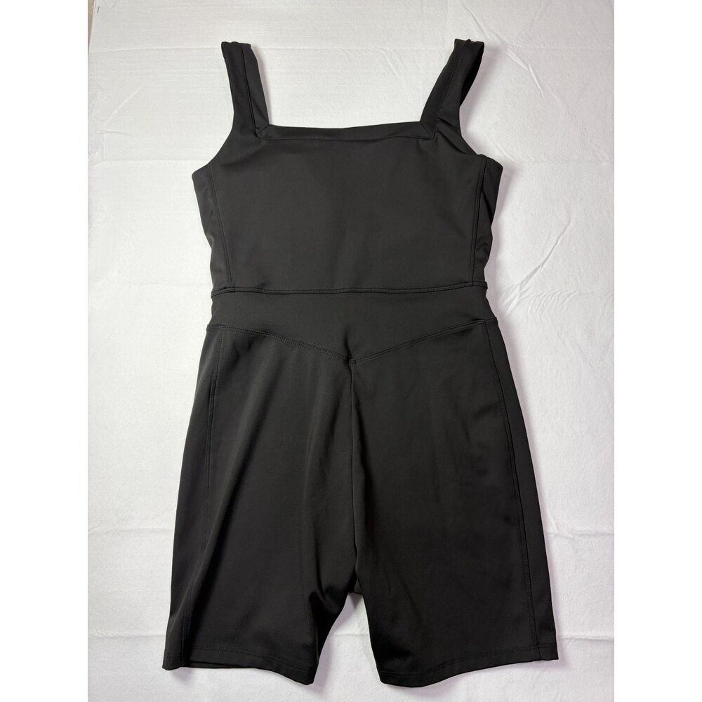 AS Revival Square Neck Athletic Unitard Romper Black Womens Medium